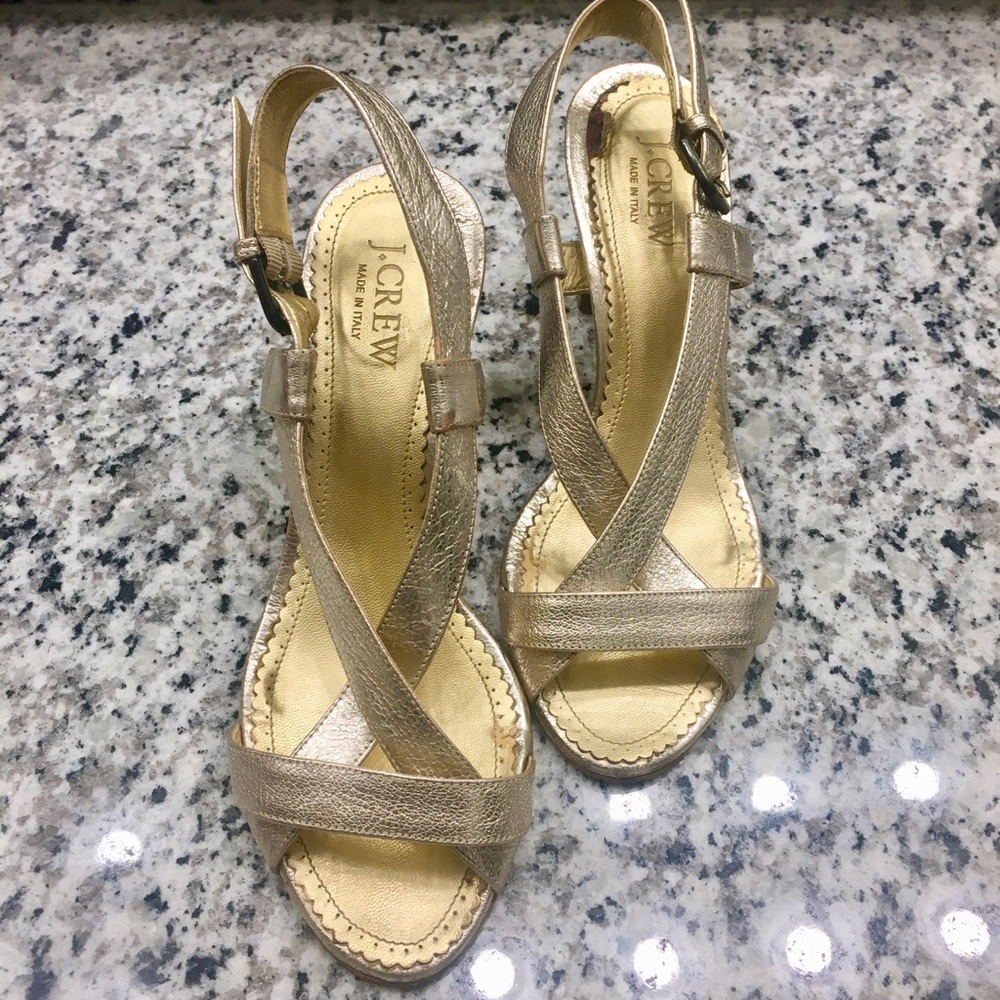 J. Crew 🤩 gold strappy heeled sandals